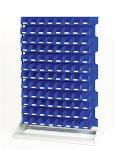 Bott Louvre 1450mm high Static Rack with96 Blue Plastic Bins Bott Static Verso Louvre Container Racks | Freestanding Panel Racks | Small Parts Storage 16917325 